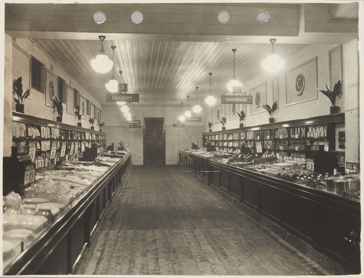 Interior of Coles Swan Street store showing counters with clothing stationery and haberdashery Richmond Store No. 19 (1931)