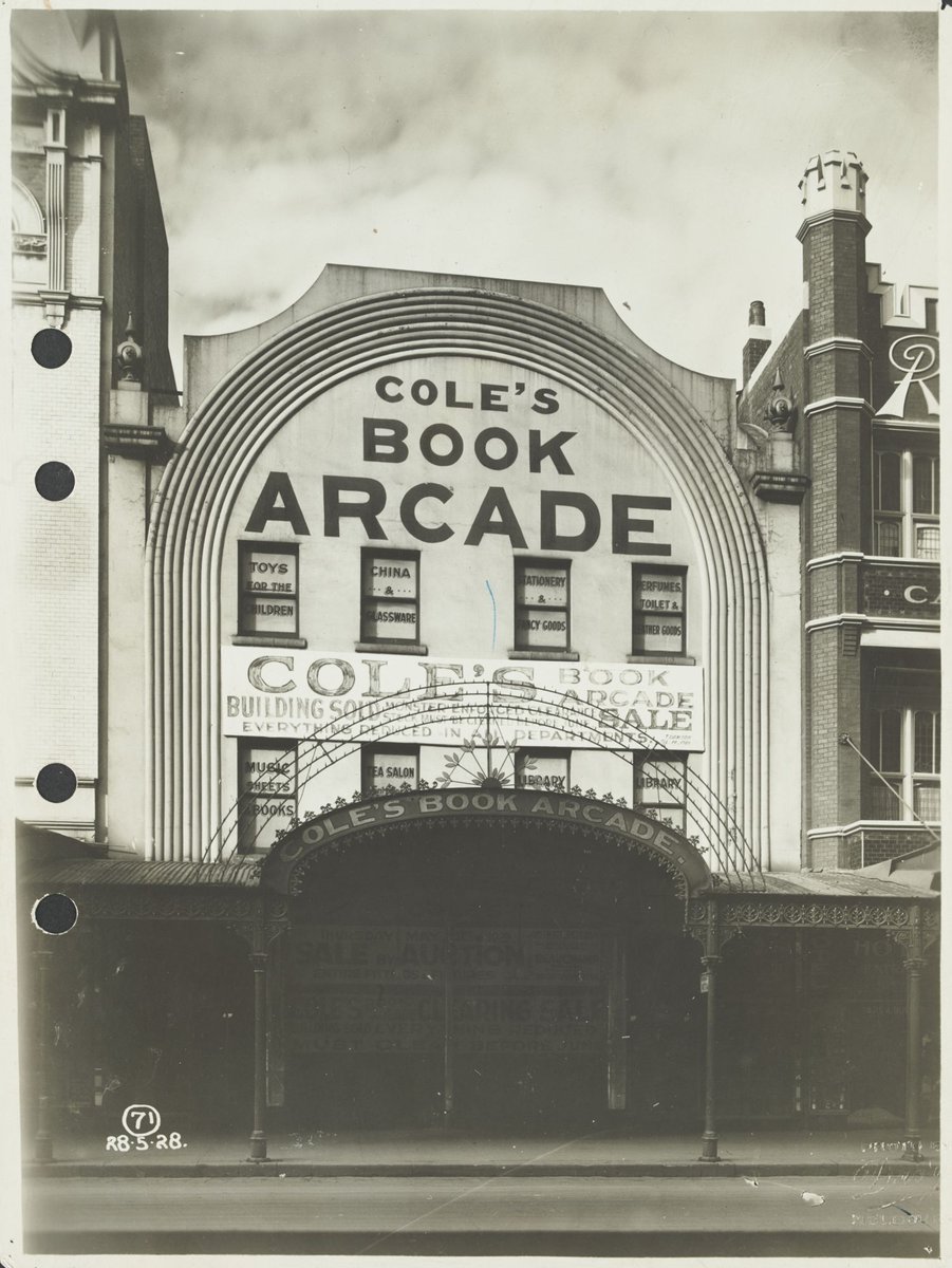 Cole's Book Arcade this building demolished 1929 to build first section of Bourke Street Store No. 12, Melbourne City (1928–29)