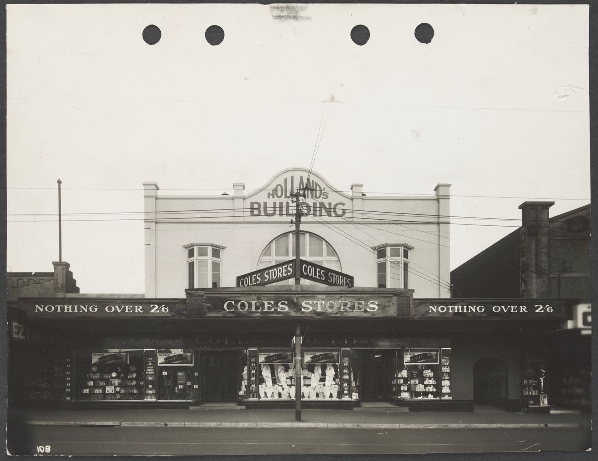 View across street to facade of Camberwell Coles Variety Store No. 11 (1938)