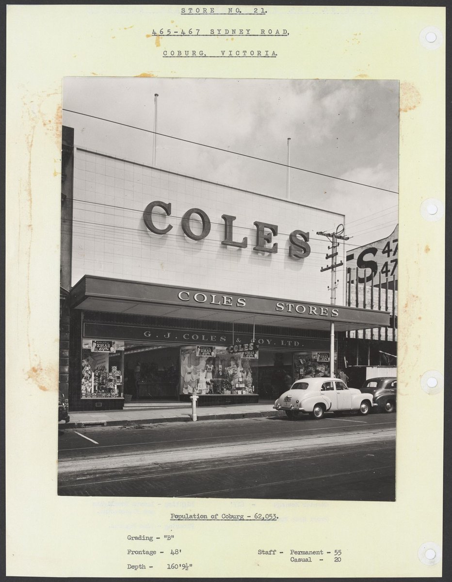 Shop front display windows featuring 'Xmas Gifts' Sydney Road Coburg Store No. 21 (1950s)