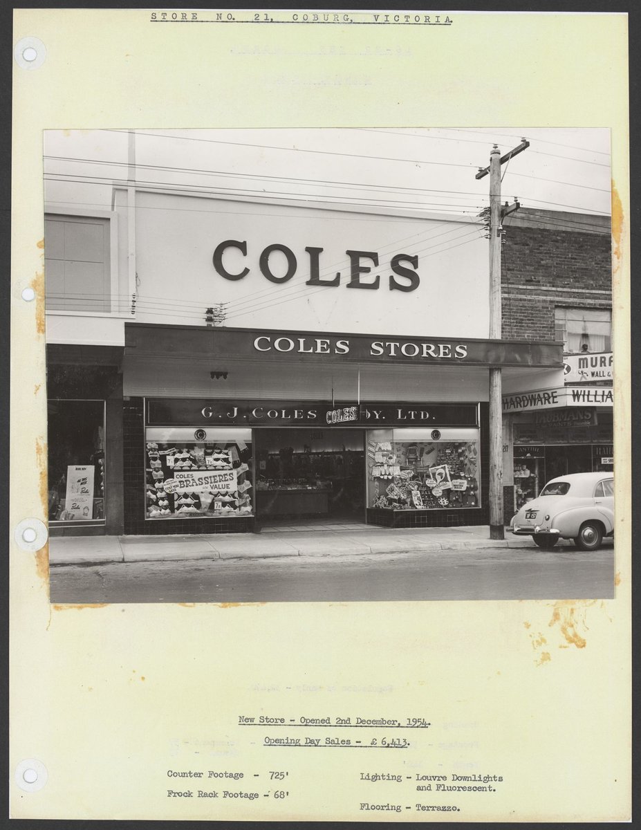 Shop front display windows featuring 'Coles Brassieres' Sydney Road Coburg Store No. 21 (1954)