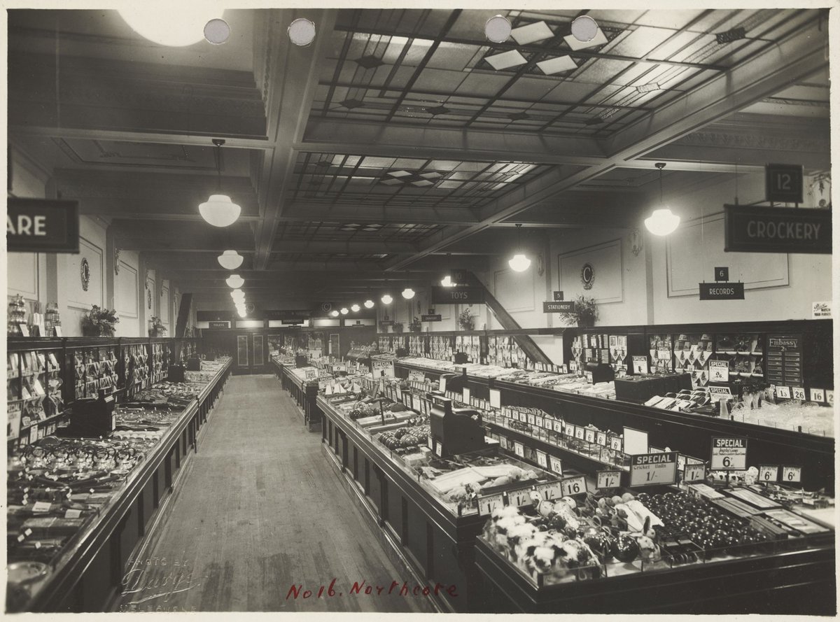 Interior of Coles store with merchandise priced from 6d at Northcote Store No. 16 (1940–47)