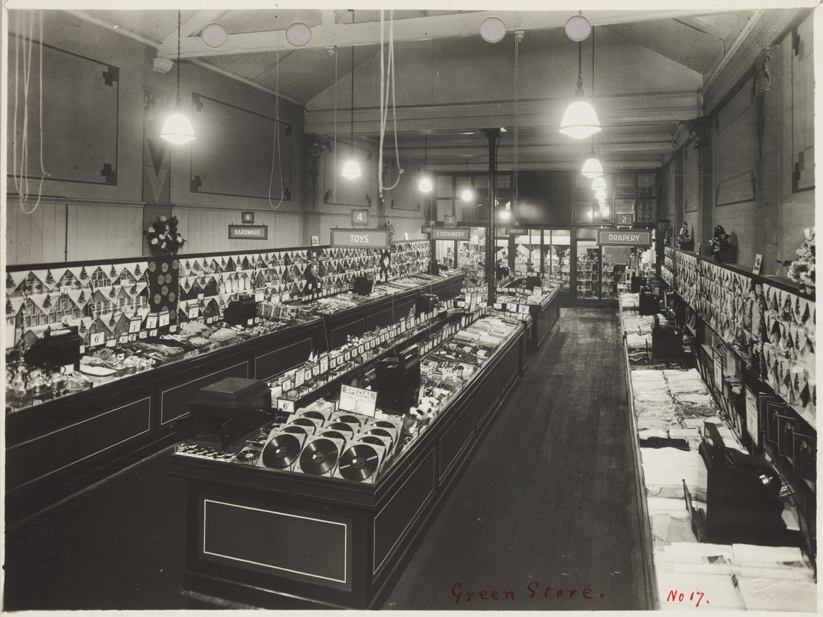Interior of Coles store Hawthorn including a display of vinyl records on special for 1/- at Glenferrie Greens Store No. 17 (1940–50)
