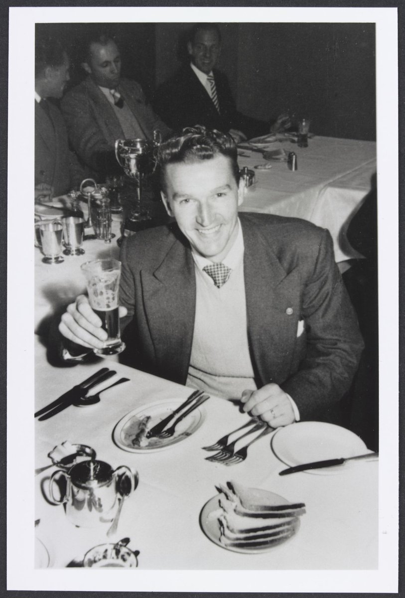 N. Fielding Melbourne team member of the Colesanco Table Tennis Club dining out during the Melbourne tour (1953)