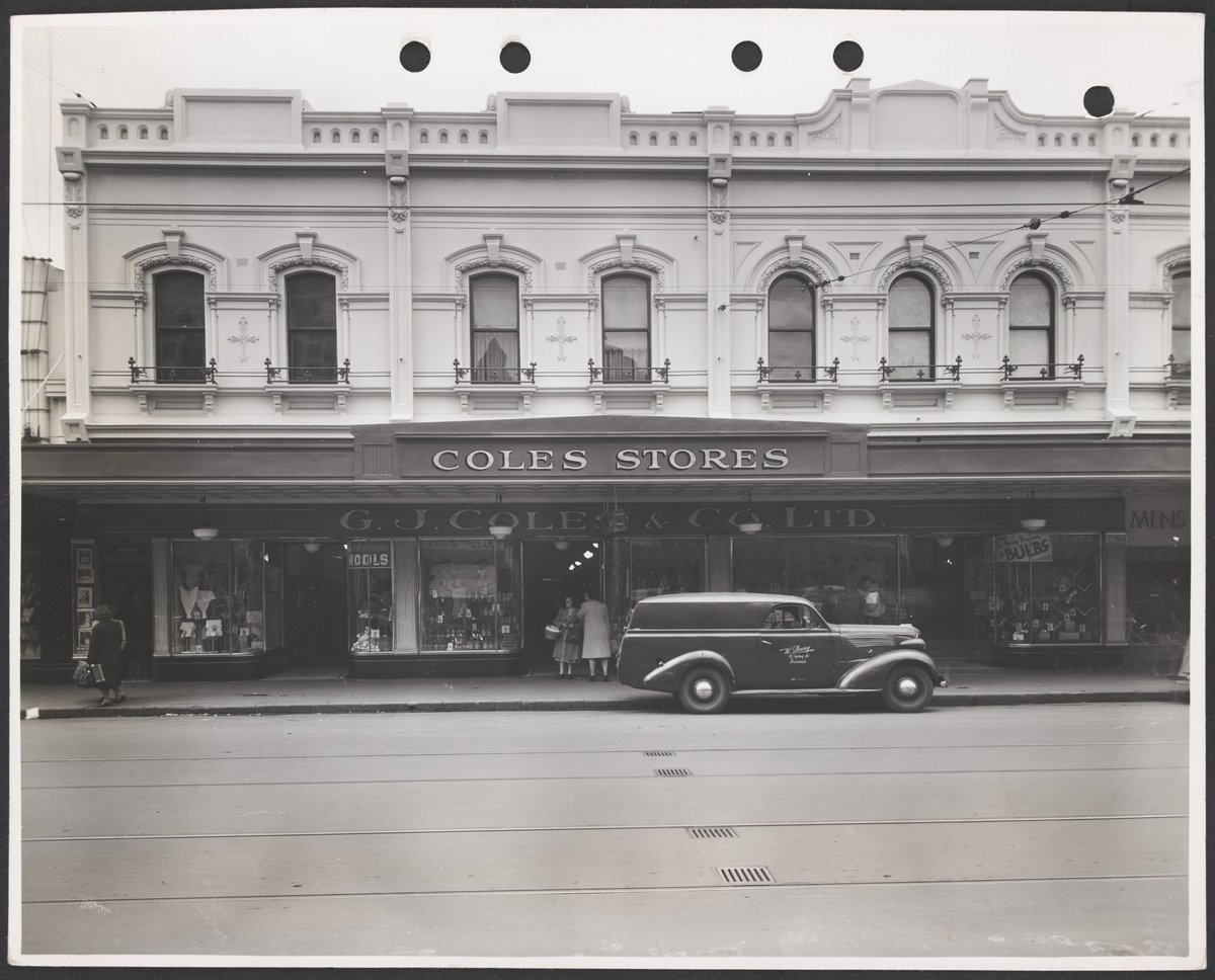 Front exterior of Coles Store at 411-415 Sydney Road Brunswick with merchandise in the windows Store No. 3 (1947)