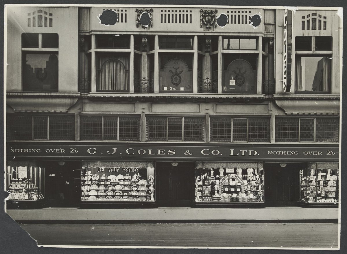 Facade of Coles Variety Store with Buckley's & Nunn logo on upper windows Melbourne Store No. 4 (1934)