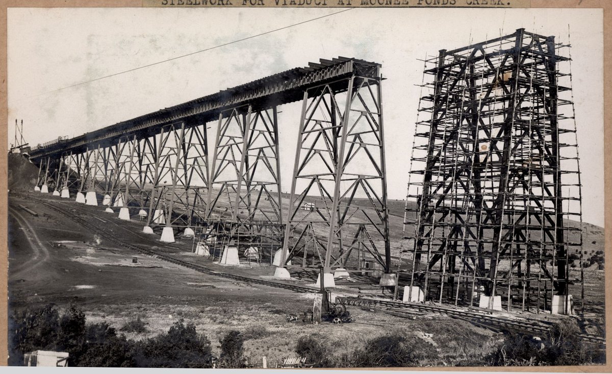 Albion to Broadmeadows - steelwork for viaduct at Moonee Ponds Creek (1928)