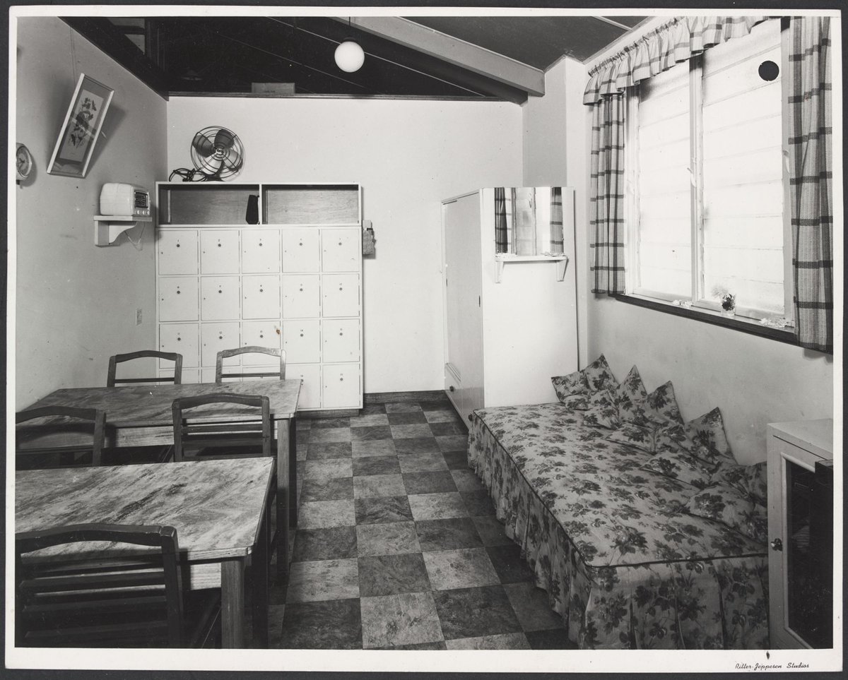 Staff tearoom dining tables lockers and settee Mentone Store No. 182 (1953)