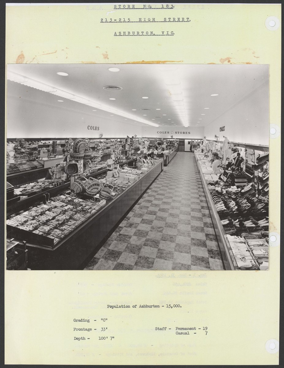 Interior showing tables of merchandise High Street Ashburton Store No. 183 (1950s)