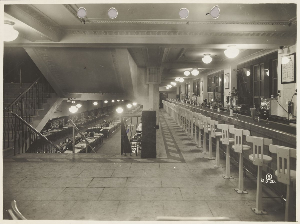 Interior snack bar and stairs Bourke Street Store No. 12, Melbourne City (1930)