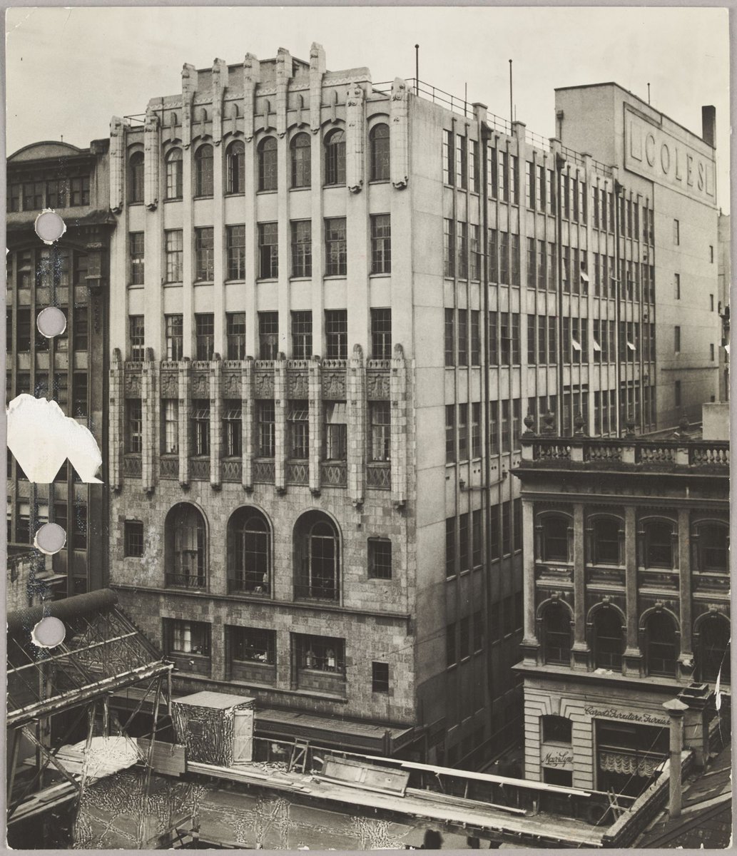 Little Collins Street showing rear of 299 Bourke Street first stage eight storey building Coles Store No. 12, Melbourne City (1930–38)