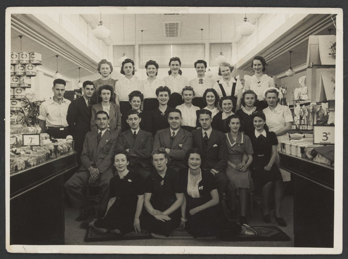 Group portrait of staff inside Coles Variety Store Burwood Store No. 56 (1930–40)