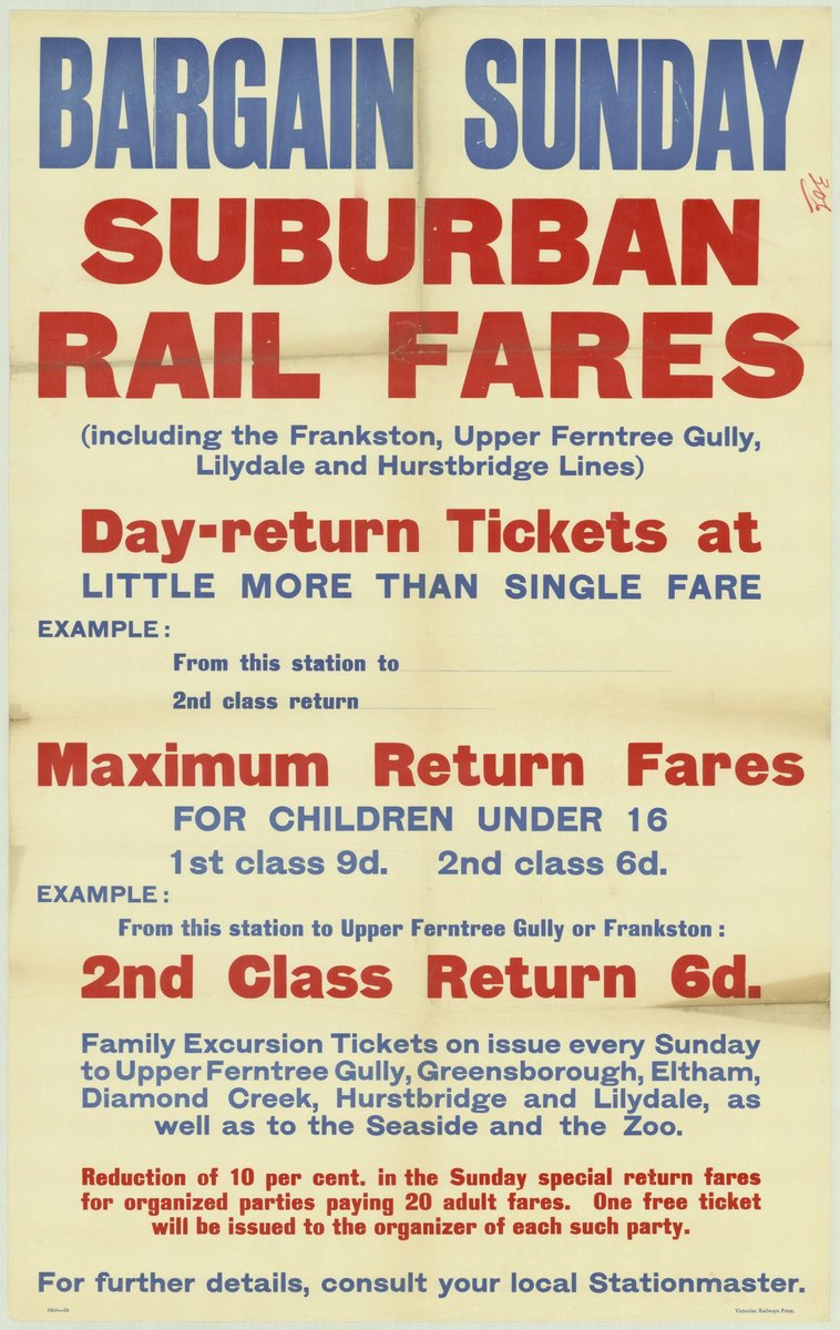 Bargain Sunday suburban rail fares (including the Frankston - Upper Ferntree Gully - Lilydale and Hurstbridge lines) (1935–42)