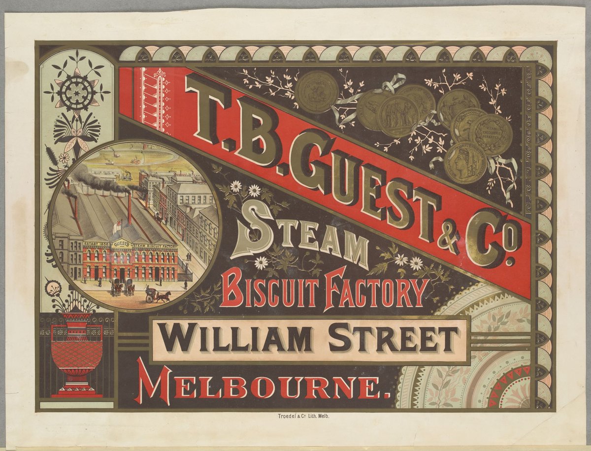 T.B. Guest & Co. Steam Biscuit Factory, William Street Melbourne, Melbourne City (1870s)