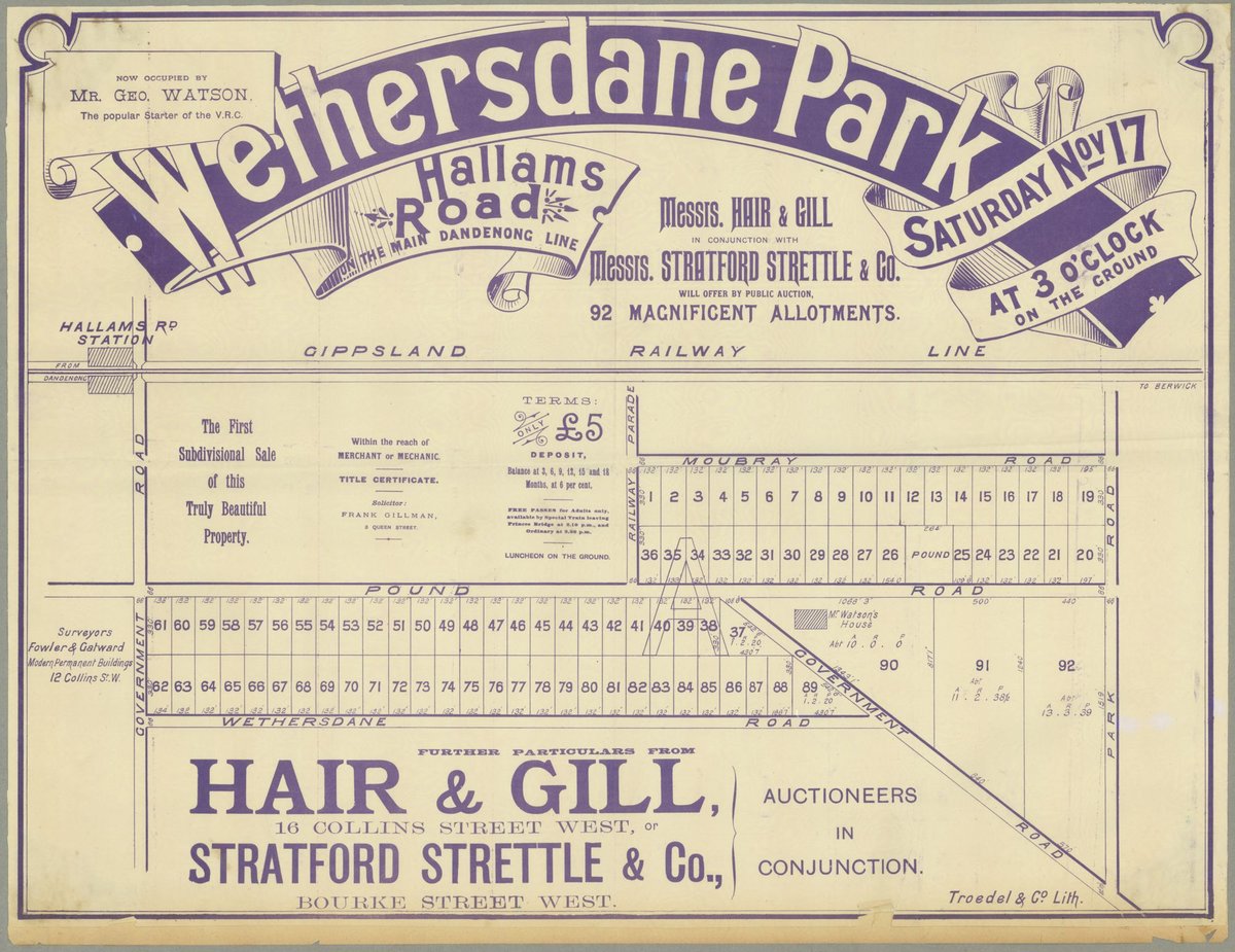 Wethersdane Park, Hallams Road, on the main Dandenong Line [Auction notice] (1880–90)