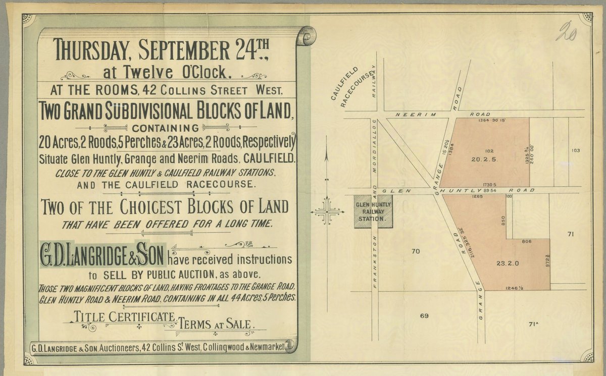 Two grand subdivisional blocks of land....Caulfield [Auction notices] (1880–90)