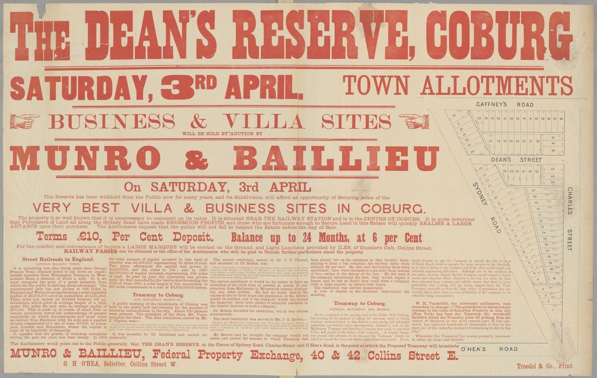 The Dean's Reserve, Coburg [Auction notice] (1886)