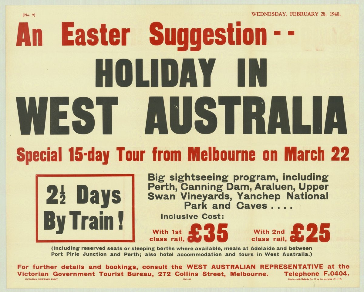 An Easter suggestion - holiday in West Australia - special 15-day tour from Melbourne on March 22 (1935–42)