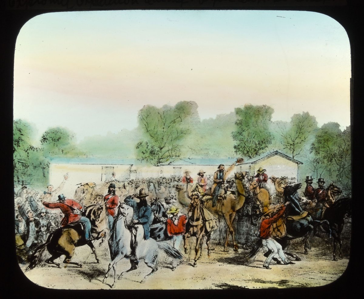 Exploring expedition leaving Royal Park 20th Aug 1860, Parkville