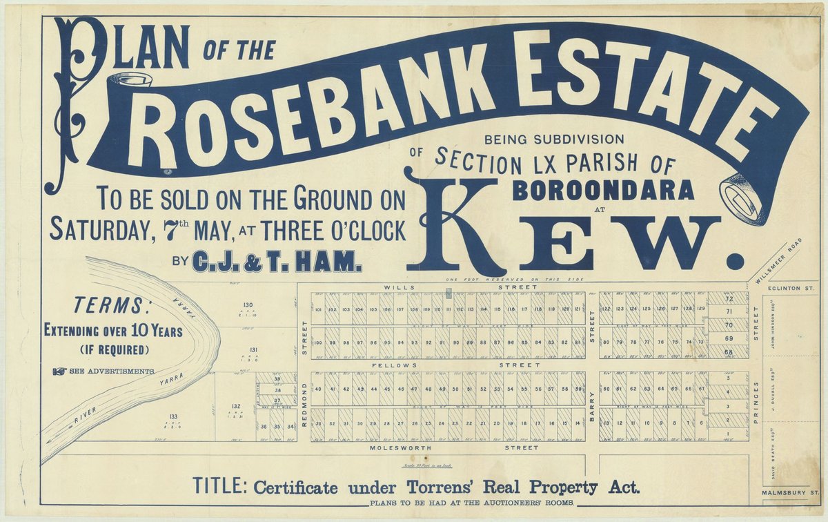 Plan of the Rosebank Estate being subdivision of Section LX Parish of Boroondara at Kew (1887)