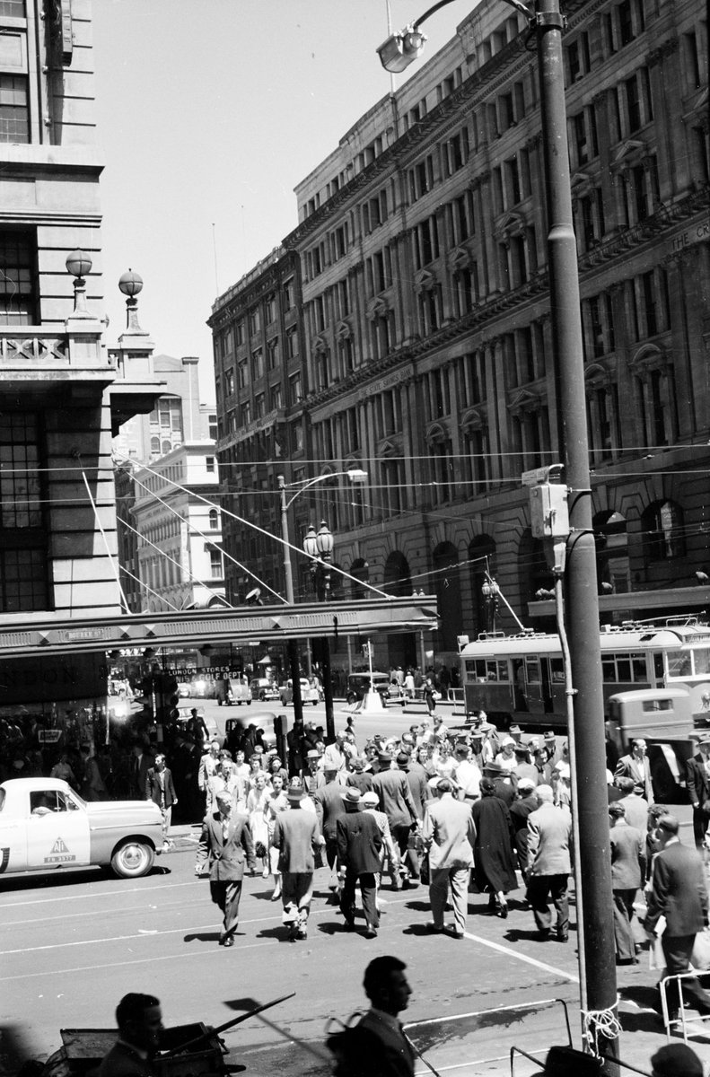 Corner of Bourke and Elizabeth Streets, Melbourne, Melbourne City (1954)