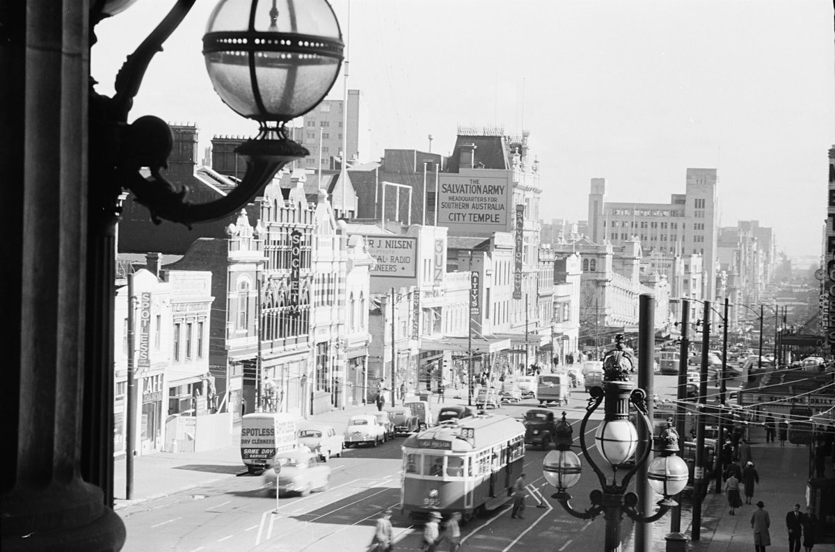 Bourke Street, view from Spring Street to Spencer Street,, Melbourne, Melbourne City (1954)