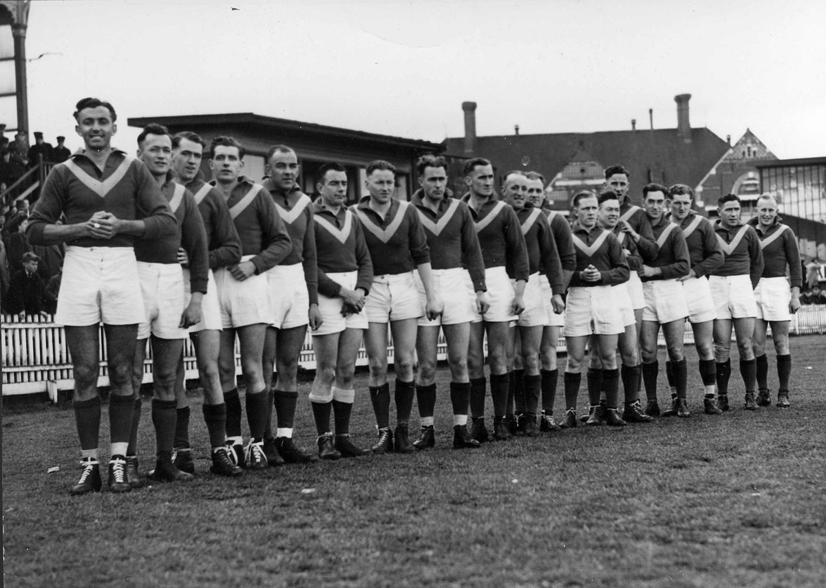R.A.A.F. football final at Collingwood - the No. 1 training group team (c. 1943)