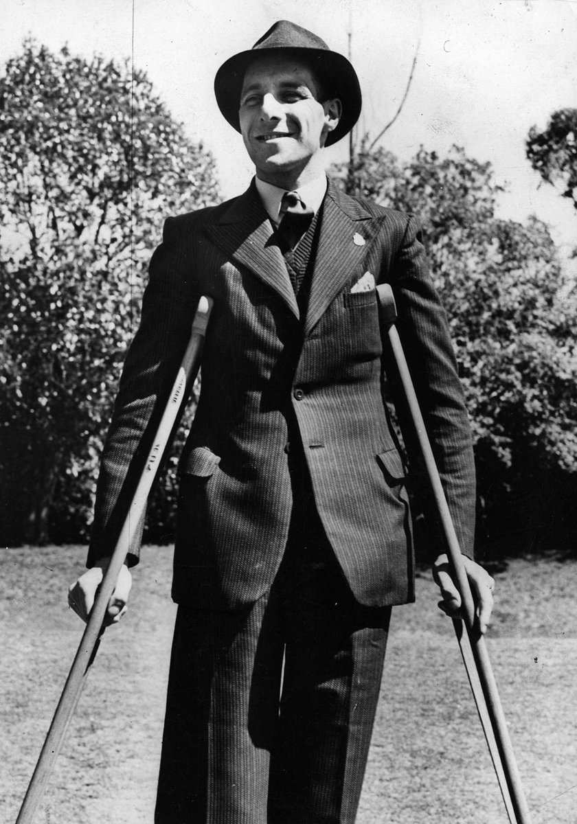 Sapper R. Goodson? on the day of his discharge after nine months at Caulfield Military Hospital (c. 1943)