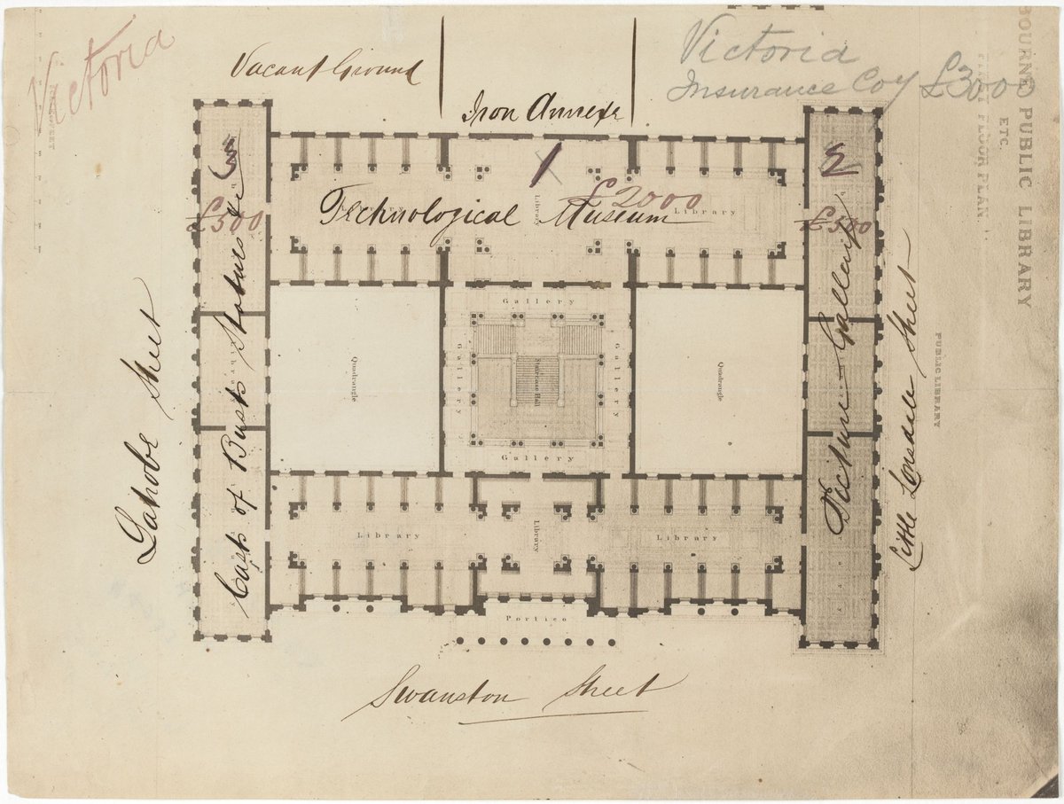 Melbourne Public Library, masterplan reduced copy, Melbourne City (1866)