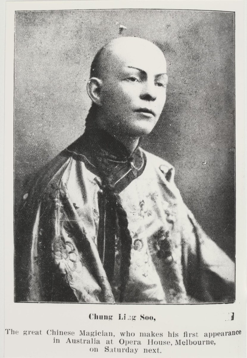 Chung Ling Soo, the great Chinese magician, who makes his first appearance in Australia at Opera House, Melbourne (1930–93)