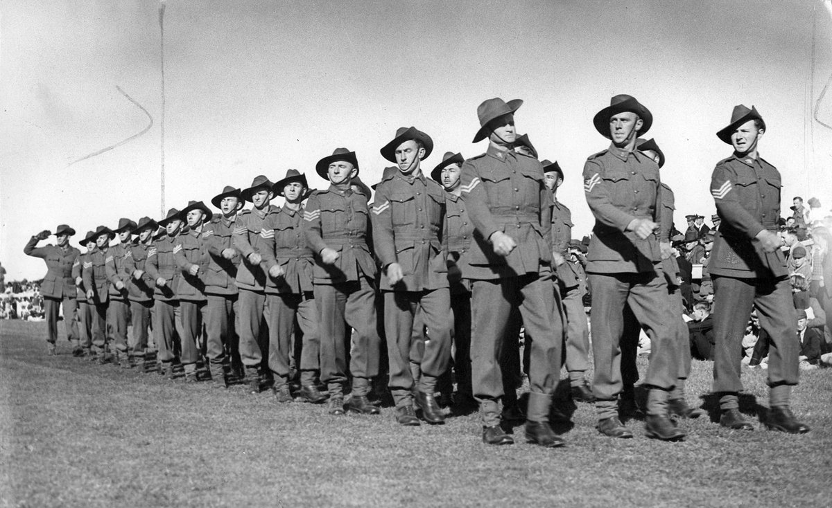 Military ceremony at Caulfield racecourse (c. 1941)