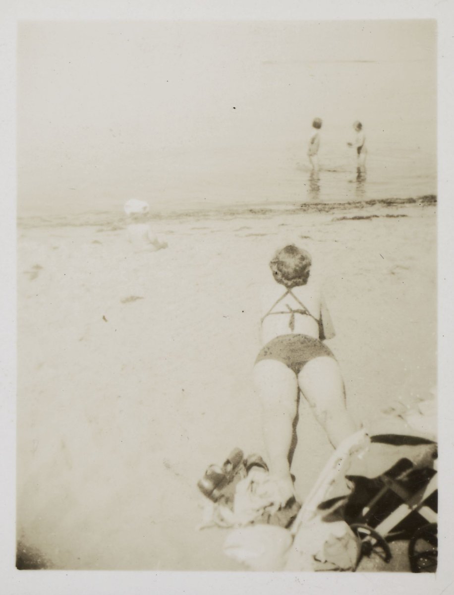 At St. Kilda, 9 months, 1945 Albert Tucker, Joy Hester and Sweeney Tucker on the beach, St. Kilda, St Kilda