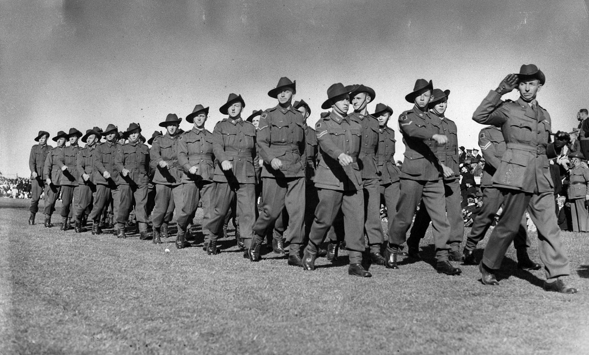 Military ceremony at Caulfield racecourse (c. 1941)
