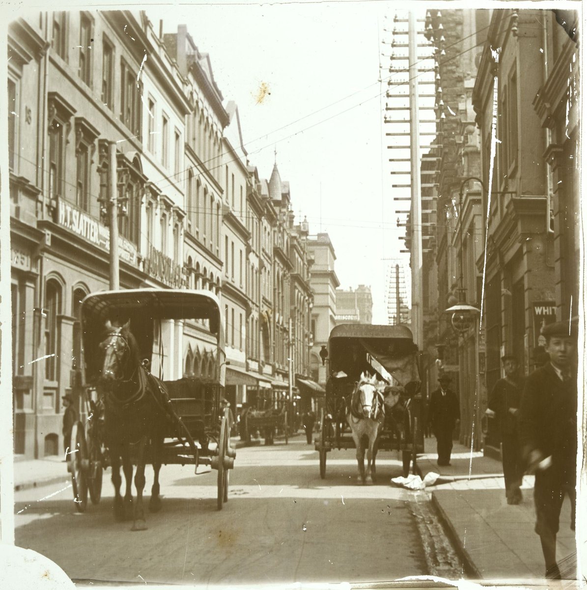 Horse drawn vehicles in Little Collins Street, Melbourne, Melbourne City (1880–1938)