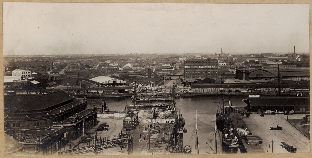 Bridge from railway offices, Spencer St., 16th April, 1929 [Melbourne, Vic.], Melbourne City