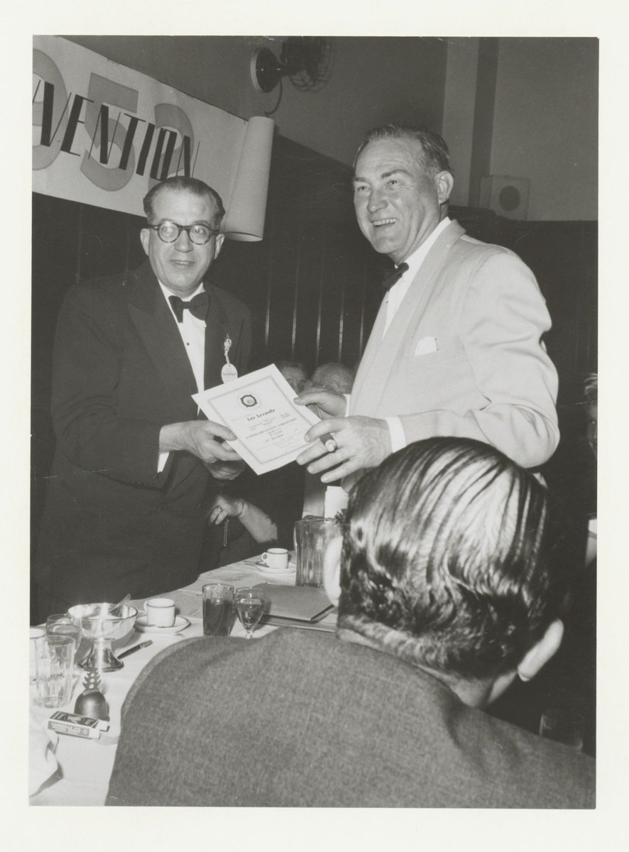 Levante receiving "Life Member" Certificate, A.S.M., Melbourne, 1952 (c. 1952)