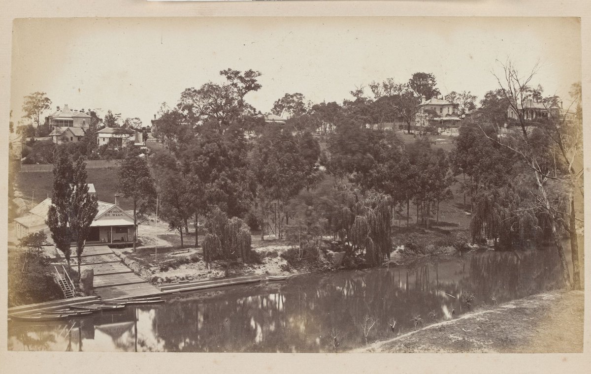 View of the Yarra from Hawthorn Bridge looking towards the Boat Wharf (1870–80)