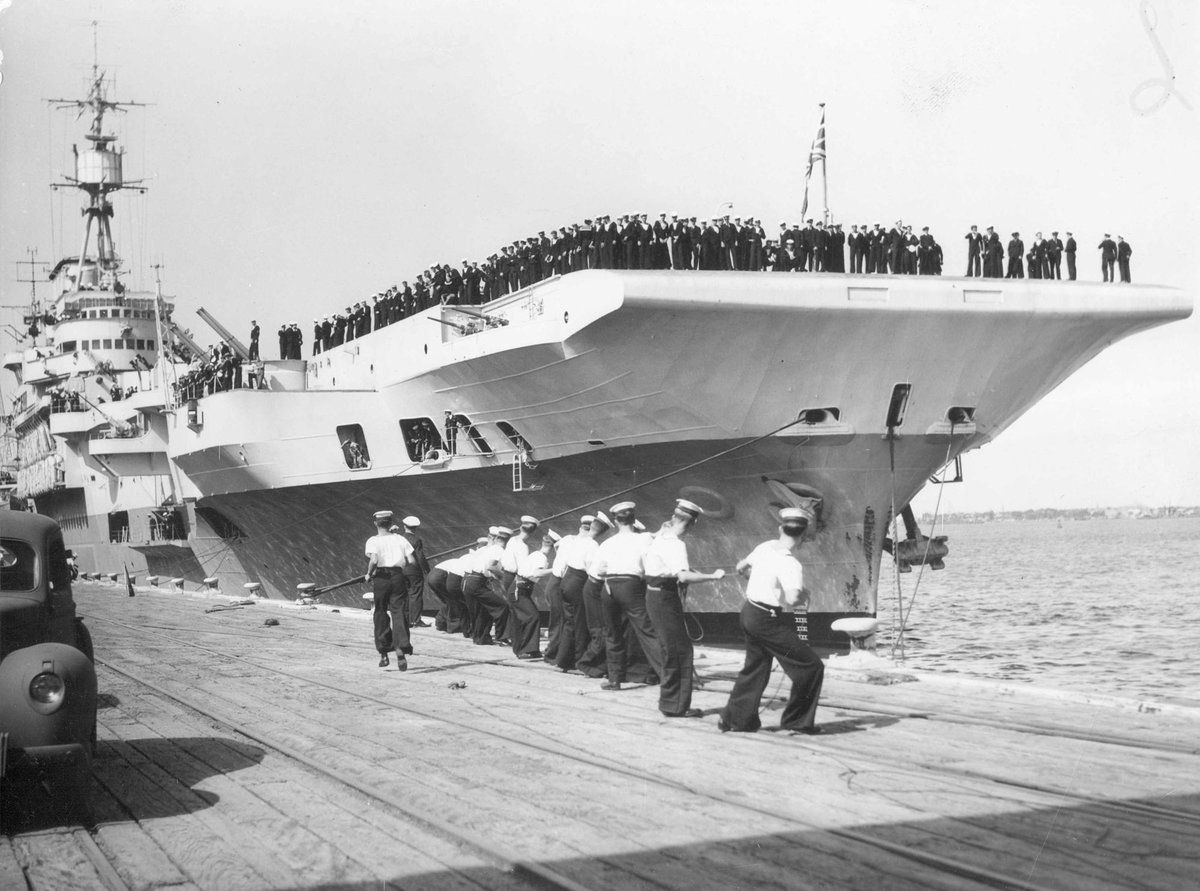 Visit by British aircraft carrier H.M.S. Indefatigable to Melbourne, 1946, Port Melbourne
