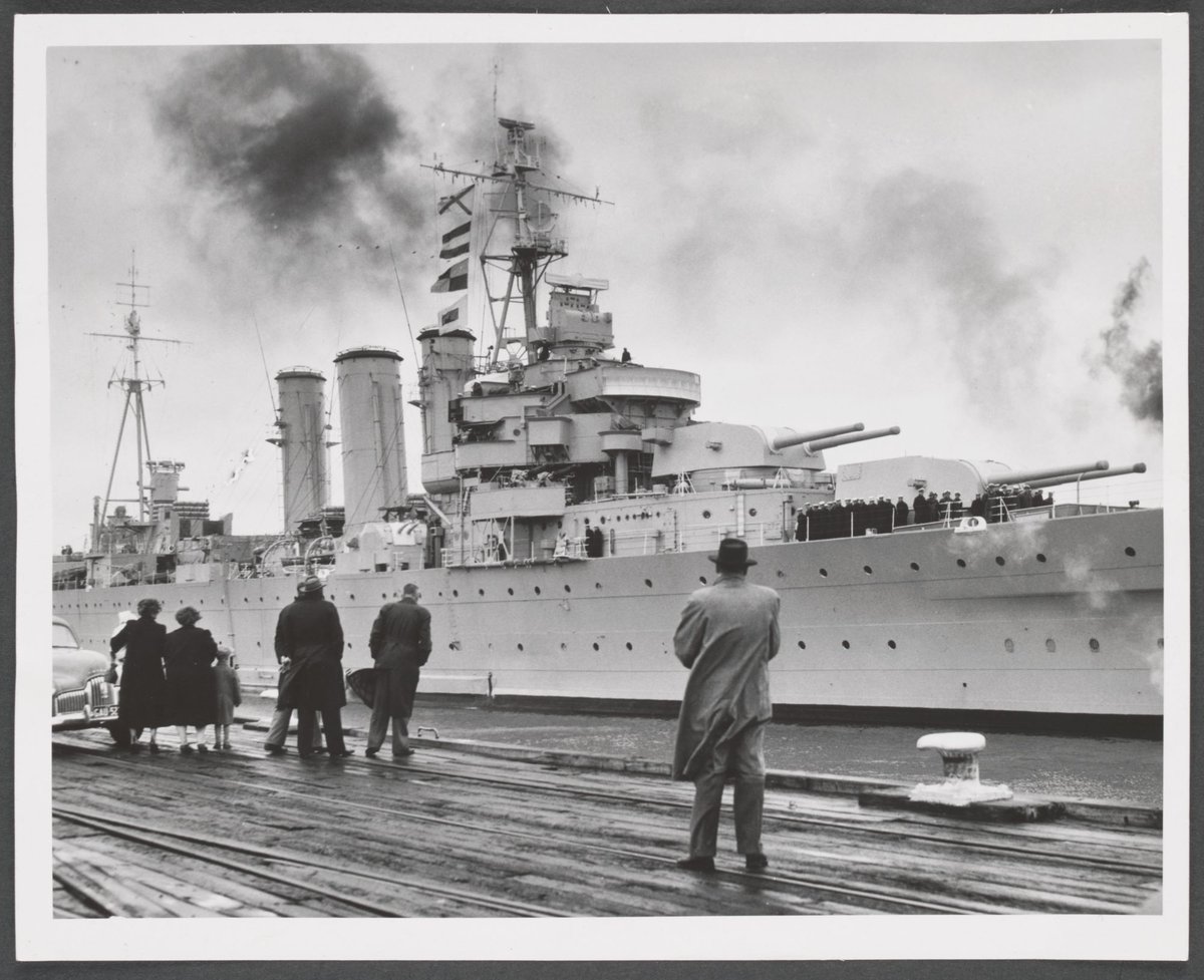 H.M.A.S. Australia leaving Port Melbourne (1948–54)