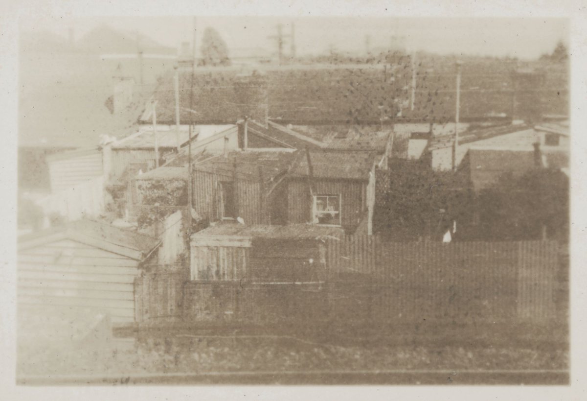 View over suburban back yards, probably Melbourne (1939–45)