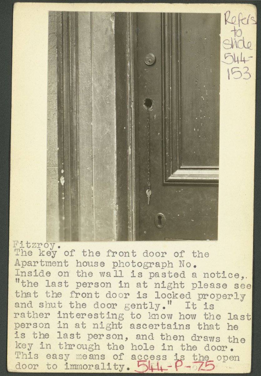 Fitzroy. The key of the front door of the apartment house (c. 1935)