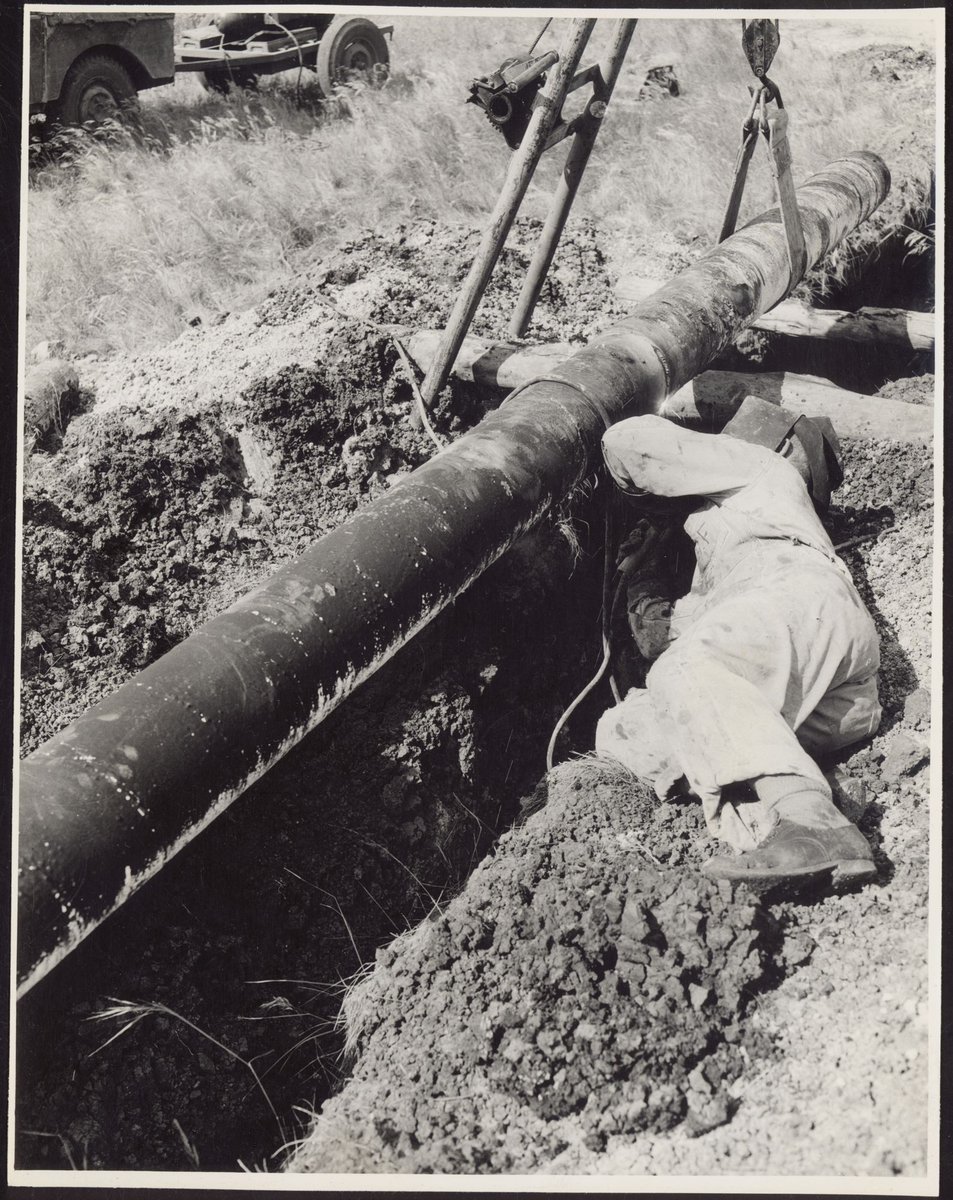"Construction of 36-mile oil pipeline, running underground from the Shell Refinery at Corio to the Company's Newport installation" (1953?)