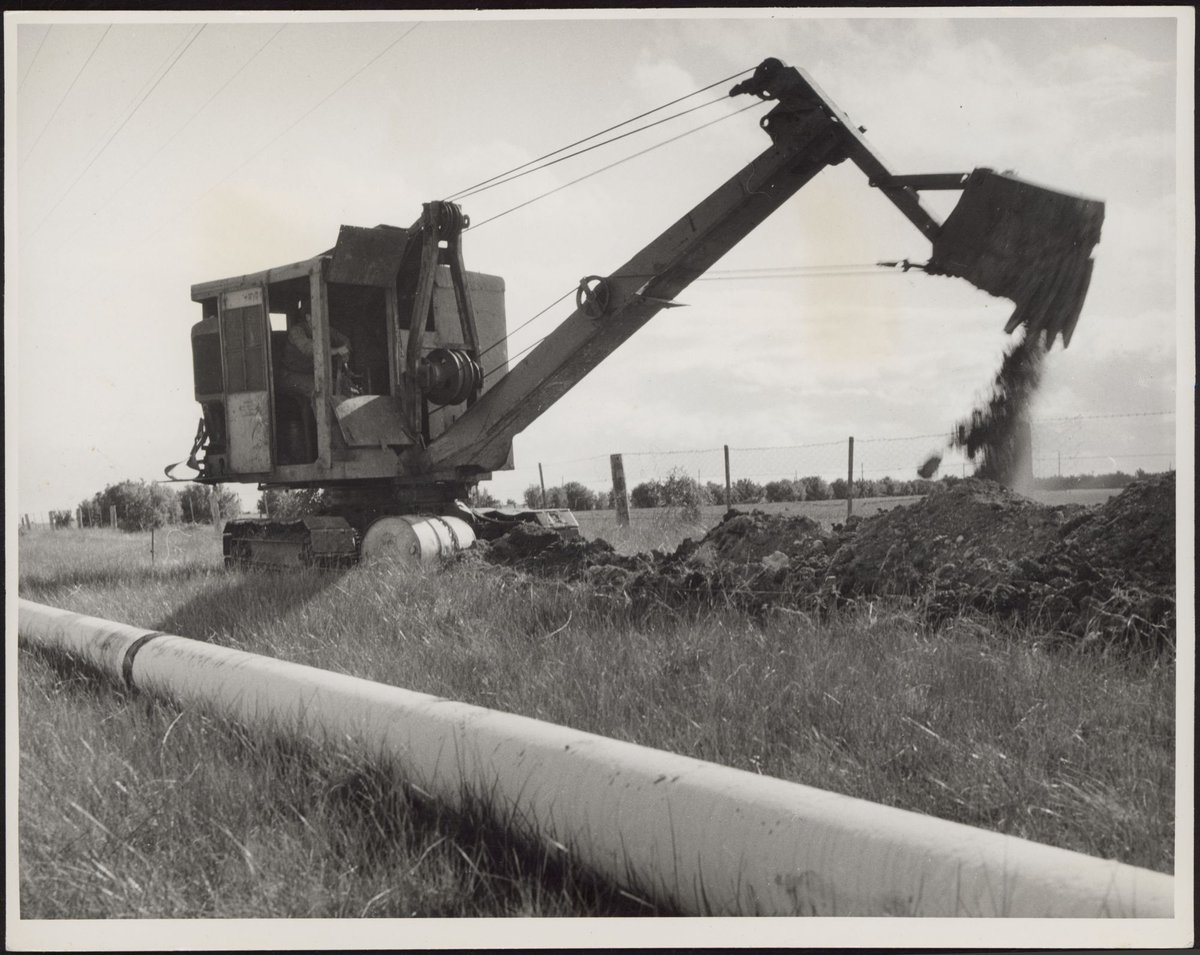 "Construction of 36-mile oil pipeline, running underground from the Shell Refinery at Corio to the Company's Newport installation" (1953?)