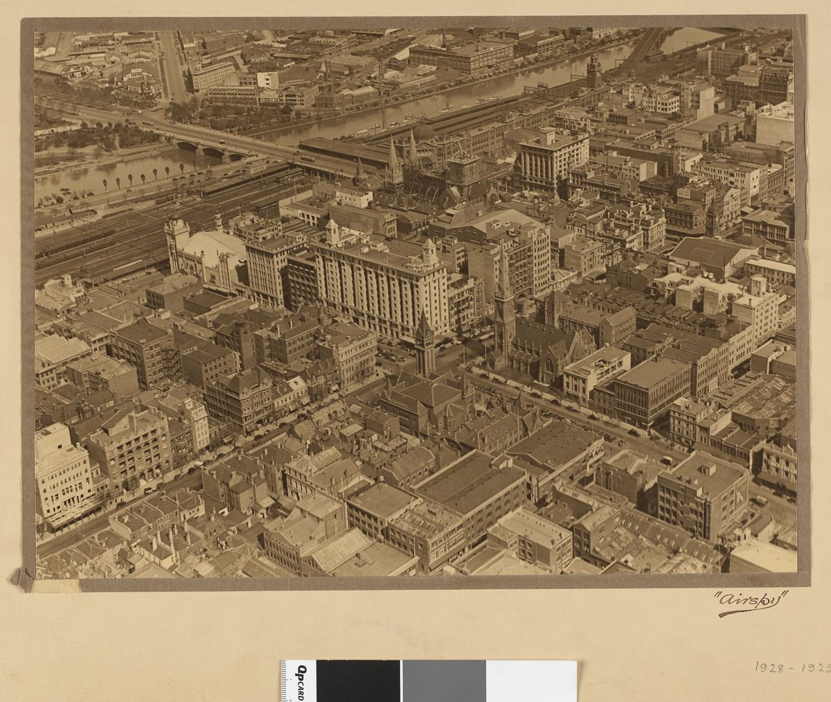 Russell Street and Collins Street, looking south across Princes Bridge, Melbourne City (1927–28)