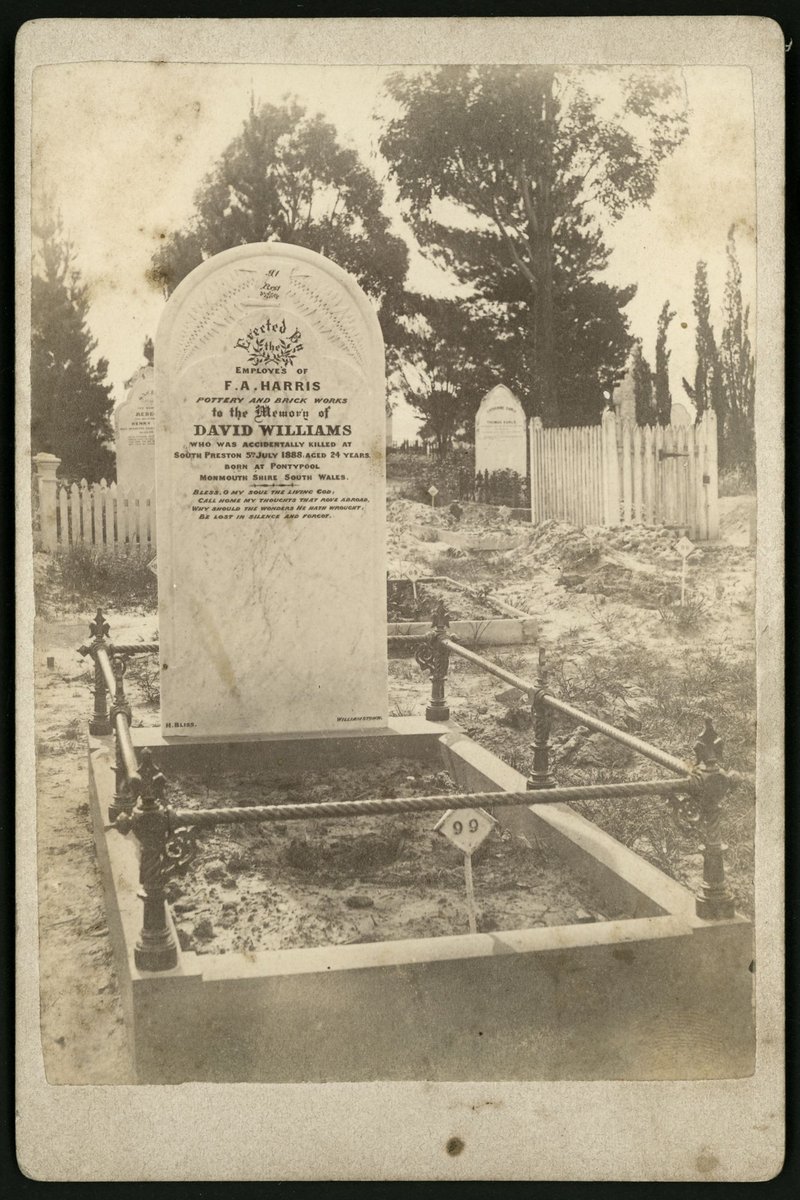 Burial site of David Williams, Coburg Cemetery (c. 1887)