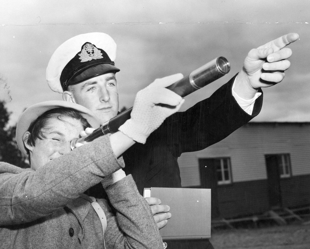 Senior Cadet Captain A. R. Cummins of Hampton (Melb.) with his sister Annette after the pass out parade (c. 1953)