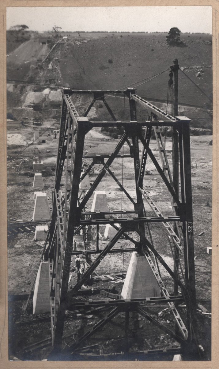 Albion to Broadmeadows - viaduct at Maribyrnong River - erection of steelwork (1928)