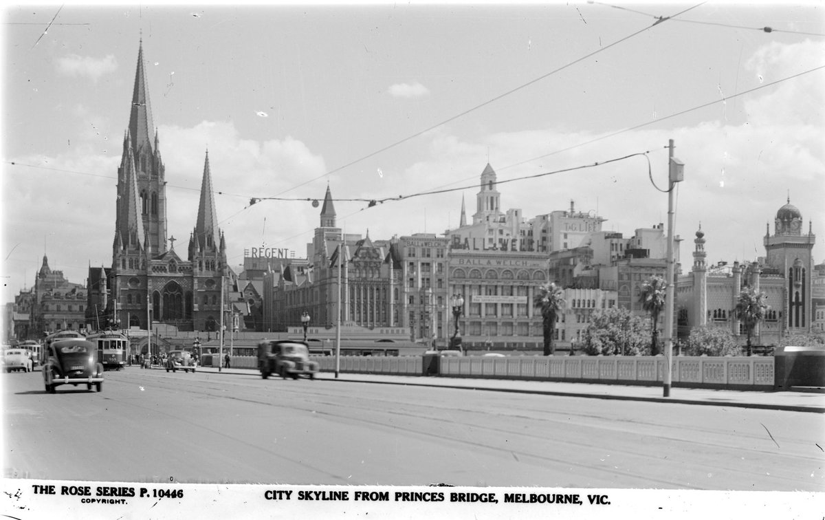 CITY SKYLINE FROM PRINCES BRIDGE, MELBOURNE, VIC, Melbourne City (1920–54)