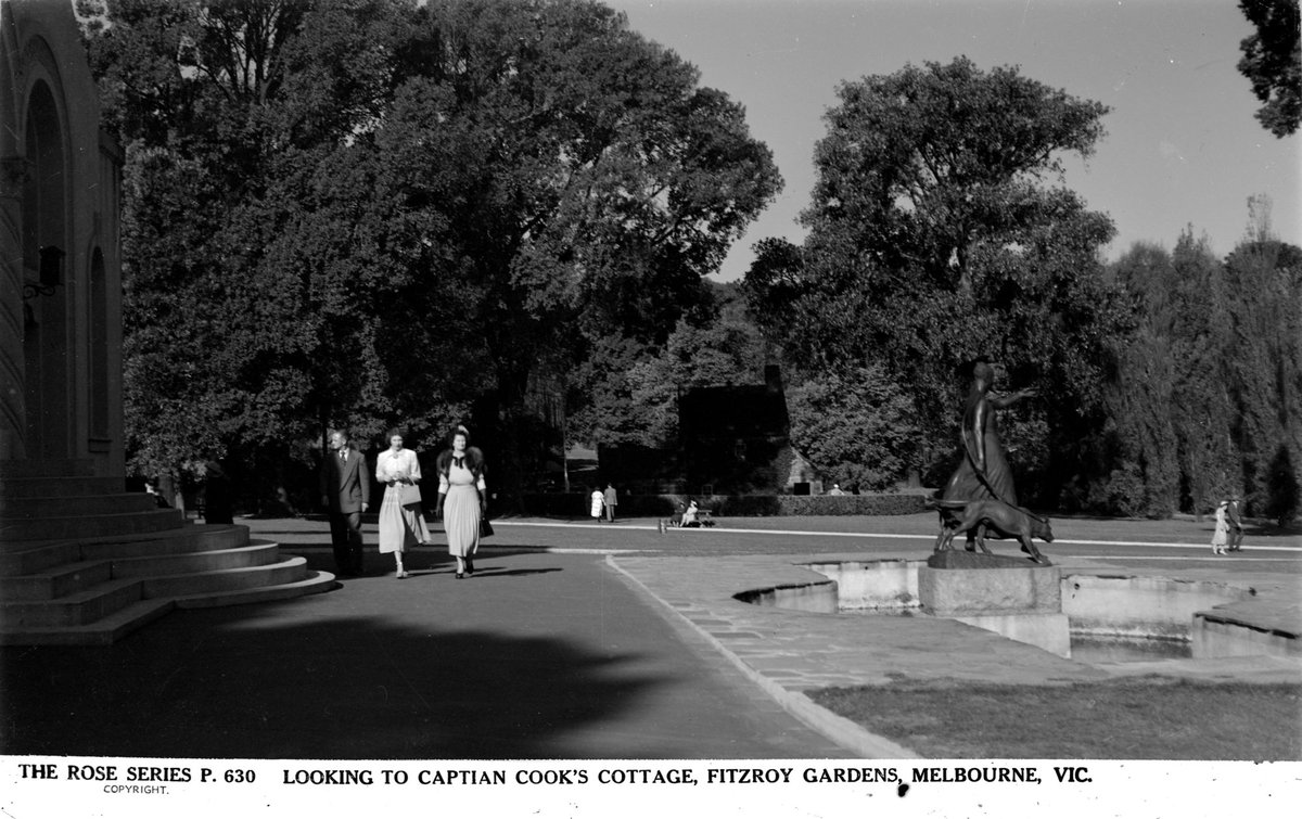 Looking To Captian Sic. I.E. Captain Cook's Cottage, Fitzroy Gardens, Melbourne, Vic, East Melbourne (1920–54)