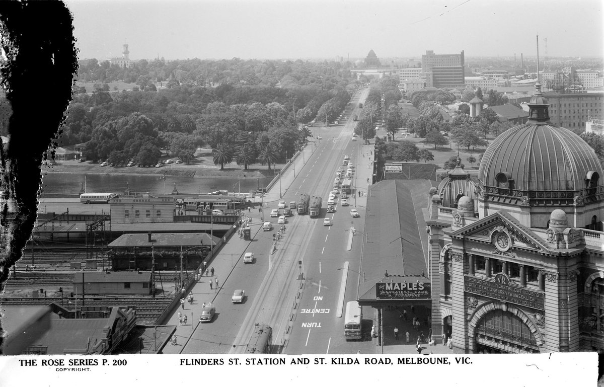 Flinders Street Station And St. Kilda Road, Melbourne, Vic, Melbourne City (1920–54)